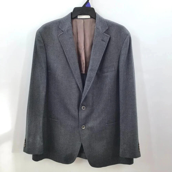 Men's Hardwick Sport Coat Blazer 48 Long Gray Stripe Wool Airwool Made in USA - Picture 1 of 14